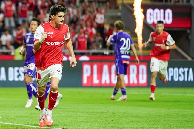 Braga's Pau Victor opened the scoring against Rapid Vienna (Hugo Delgado/Lusa)
