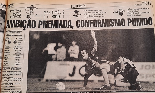 AMBITION REWARDED, RESIGNATION PUNISHED, headlines the A Bola report the day after the match