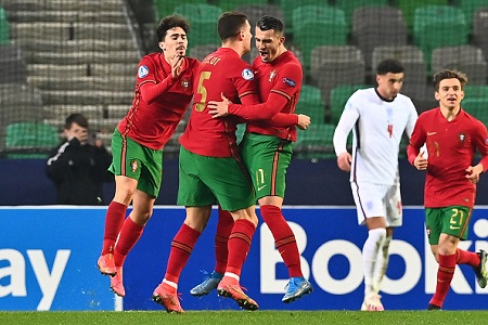 Francisco Mota da Costa of Portugal controls the ball during the